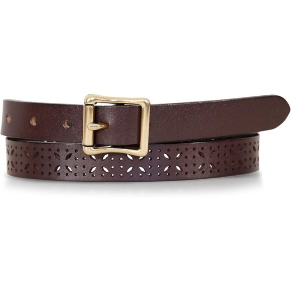 Women's Dark Brown Casual Genuine Leather Belts With Durable Metal Buckle - Picture 1 of 7
